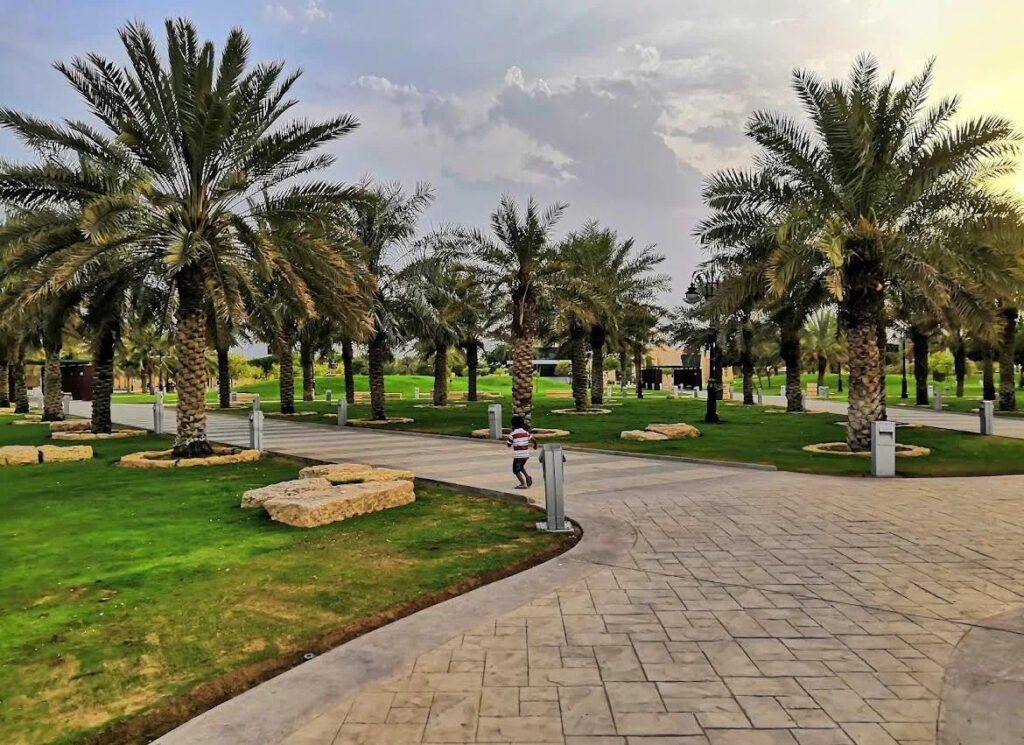 King Abdullah Park Riyadh with lake and fountains