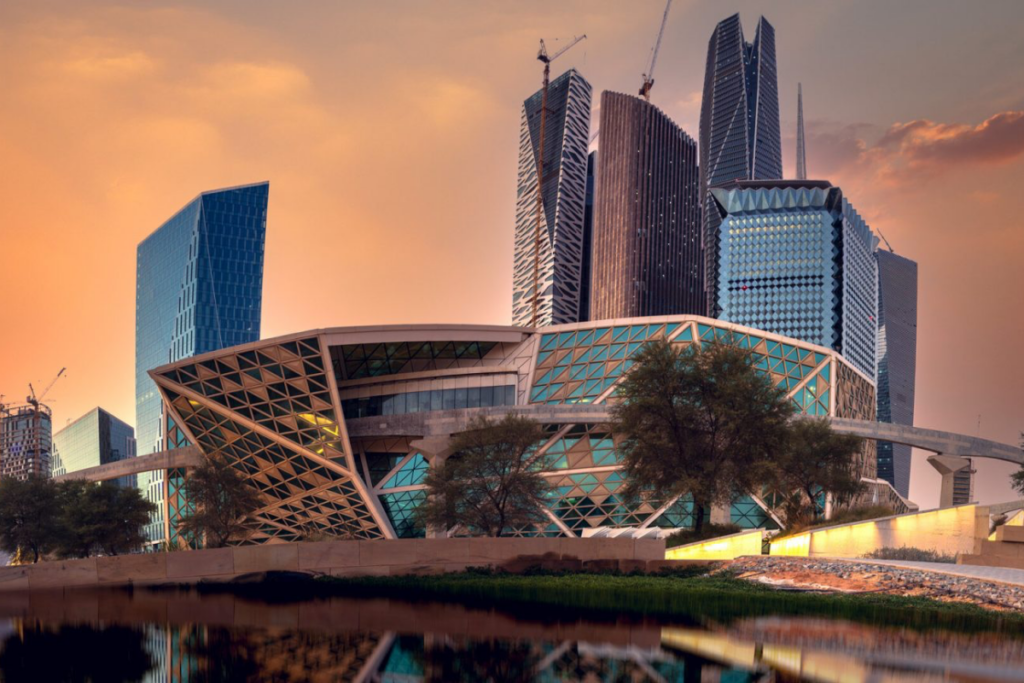Modern skyline of King Abdullah Financial District Riyadh