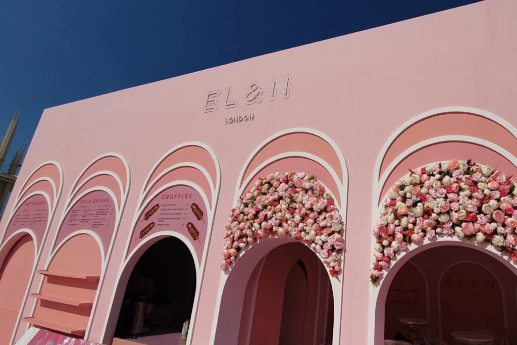 Pink floral interior at EL&N London Riyadh The most beautiful Instagrammable Places in Riyadh
