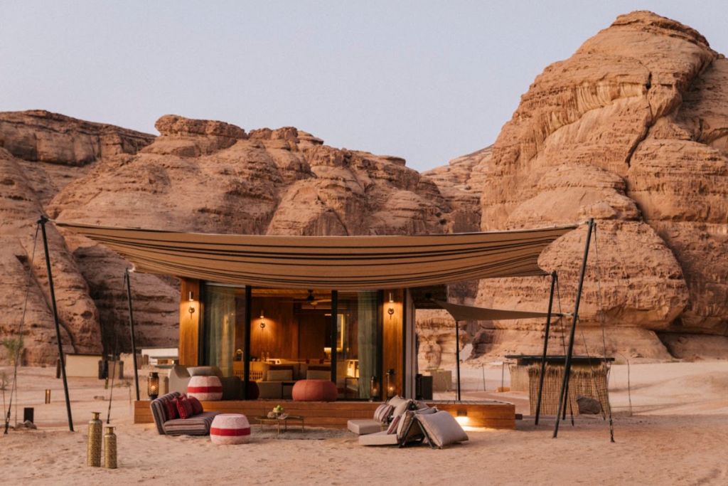 Our Habitas AlUla resort surrounded by desert scenery