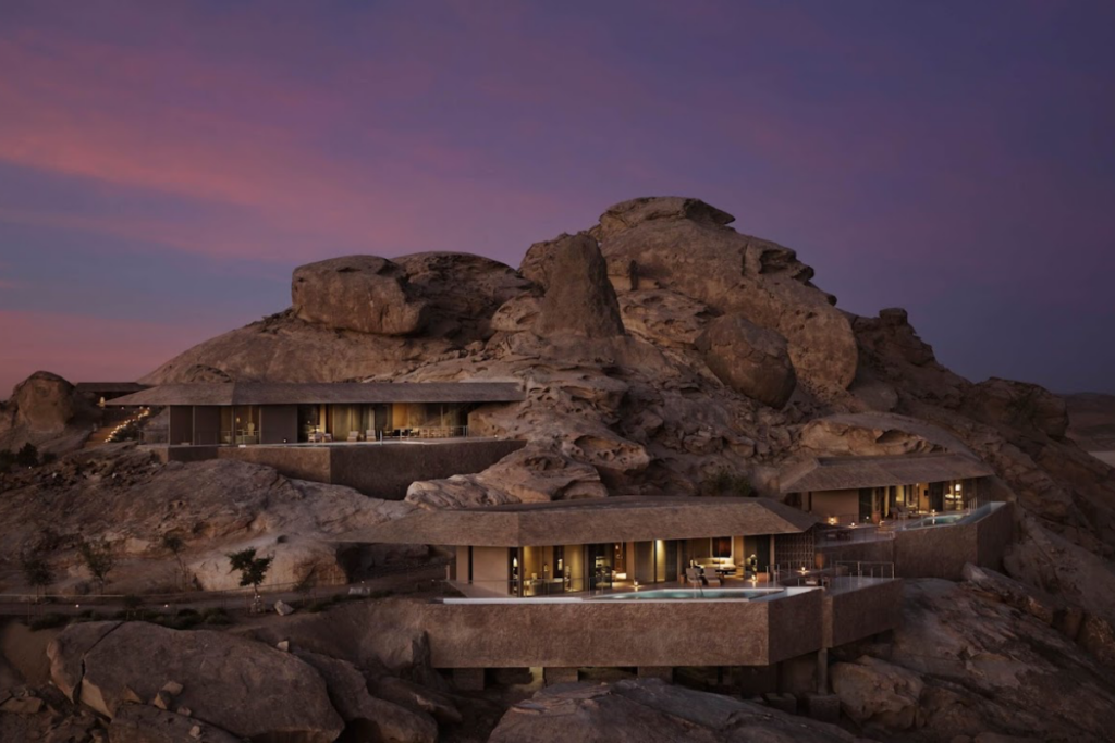 Desert Rock Resort built into Saudi mountain landscape