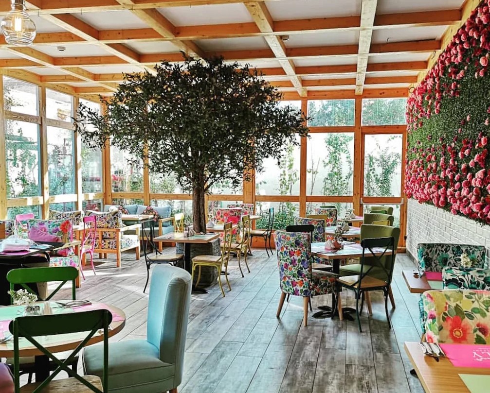 Lily Restaurant floral interior in Riyadh
