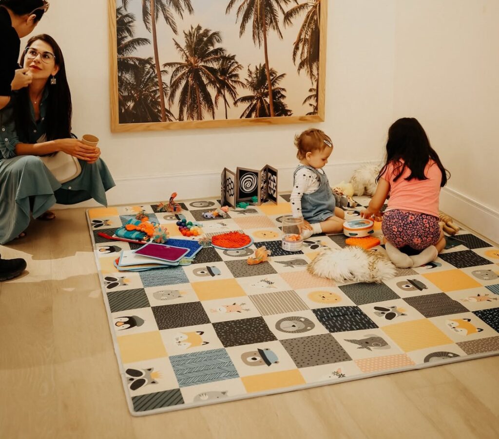 Mothers and children attending a community activity in Riyadh